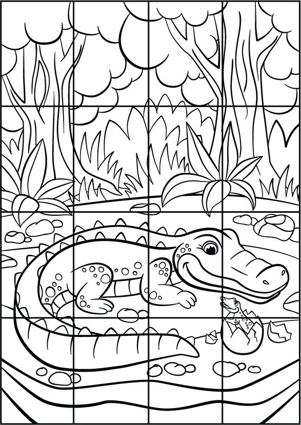 Puzzle À Imprimer Et À Découper ; Un Crocodile - Lulu La Taupe, Jeux intérieur Jeux Gratuit Coloriage