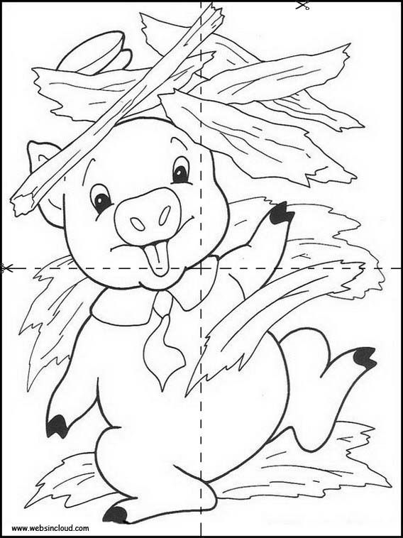 Puzzle À Imprimer Pour Enfants Les Trois Petits Cochons 15  Coloring intérieur Coloriage Les 3 Petit Cochons 