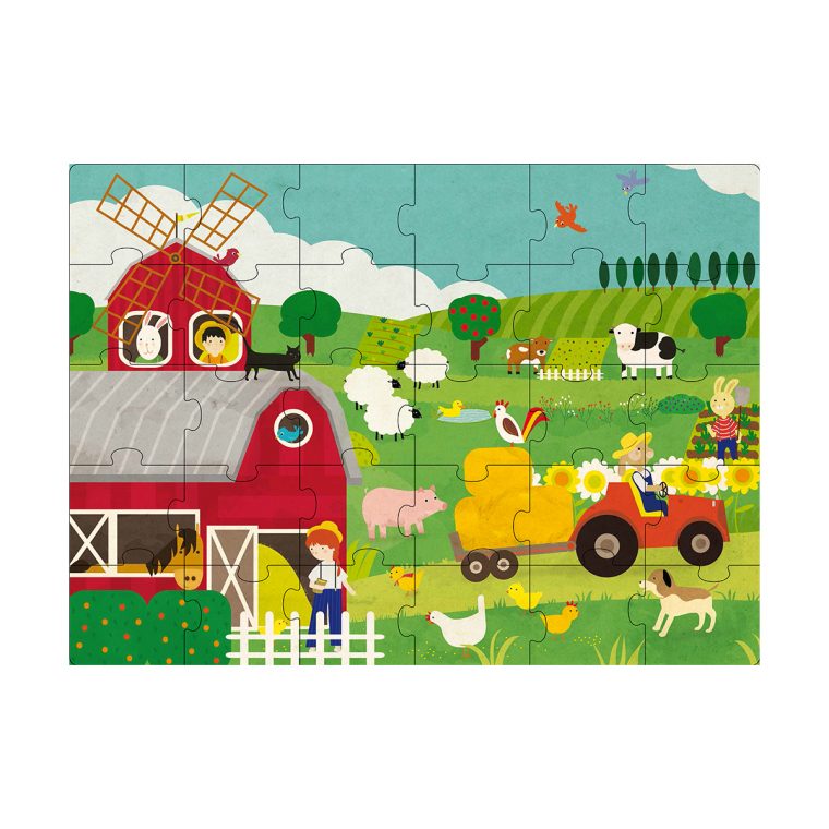 Puzzle Géant La Ferme 30 Pièces – À Partir De 3 Ans – Sebio avec 3 À La Ferme