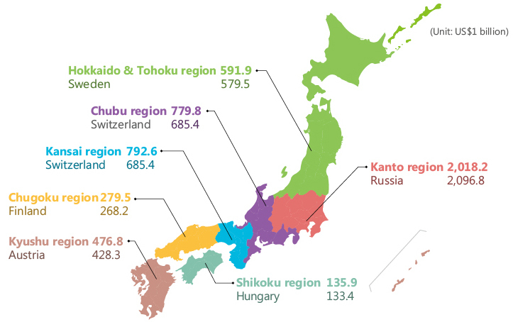 Regions Of Japan Compared To Countries Of Similar Gdp - Vivid Maps encequiconcerne Region Japon 