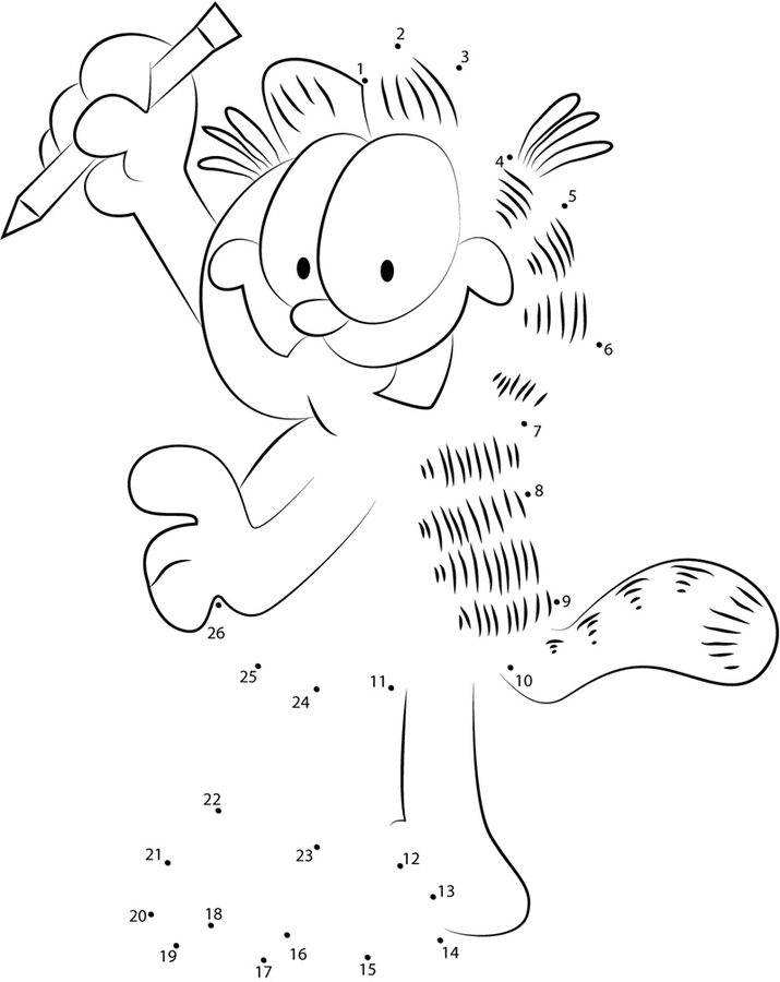 Relier Les Points: Garfield Imprimable, Gratuit, Pour Les Enfants Et pour Points A Relier Noel 