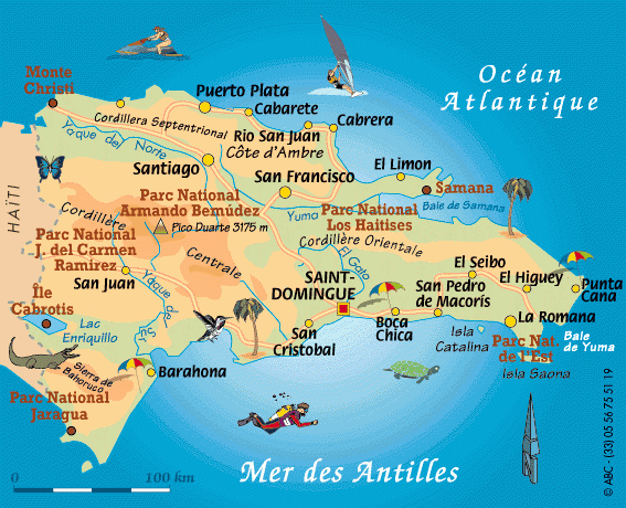 République Dominicaine Montagnes Carte avec Carte De Cuba À Imprimer 
