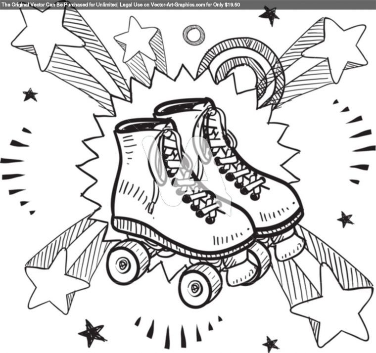 Roller Skates Excitement Sketch  Rollerskates, Rollschuhlaufen, Roller intérieur Coloriage Skate