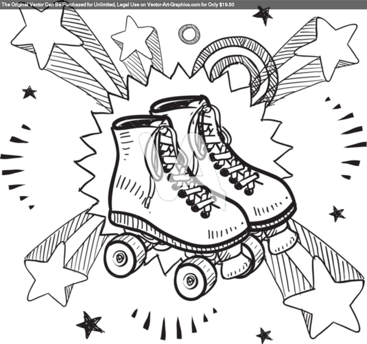 Roller Skates Excitement Sketch  Rollerskates, Rollschuhlaufen, Roller intérieur Coloriage Skate 