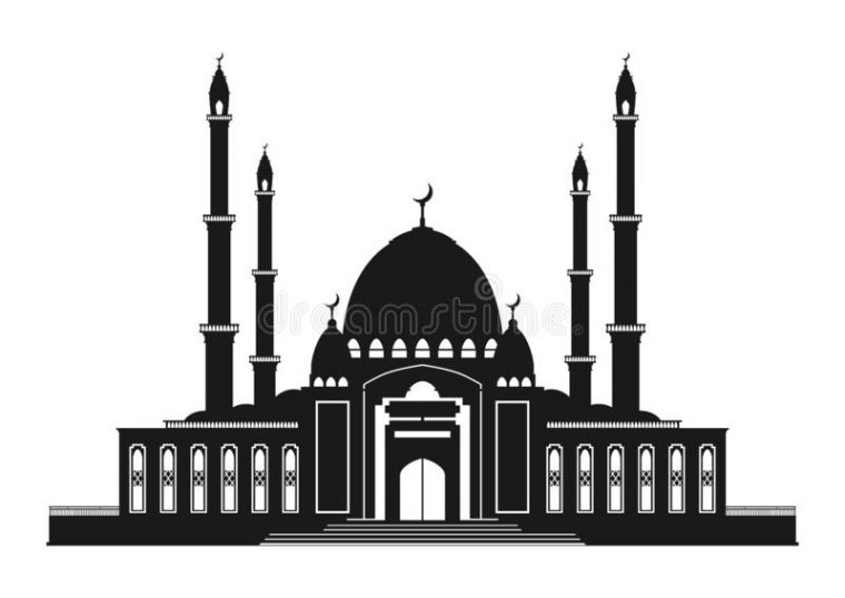 Silhouette Of A Mosque On A White Background. Stock Vector à Mosquée Dessin