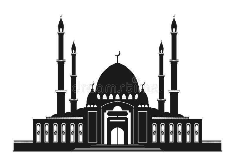 Silhouette Of A Mosque On A White Background. Stock Vector à Mosquée Dessin