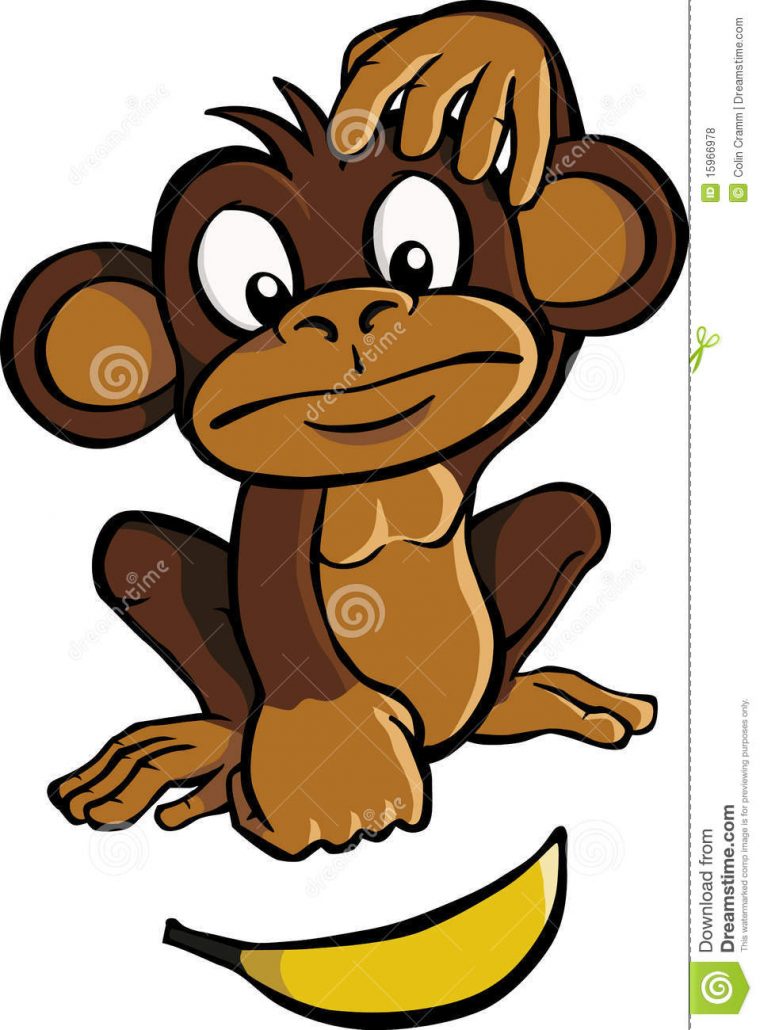 Singe De Dessin Animé Avec La Banane Illustration De Vecteur à Singe Dessin Animé