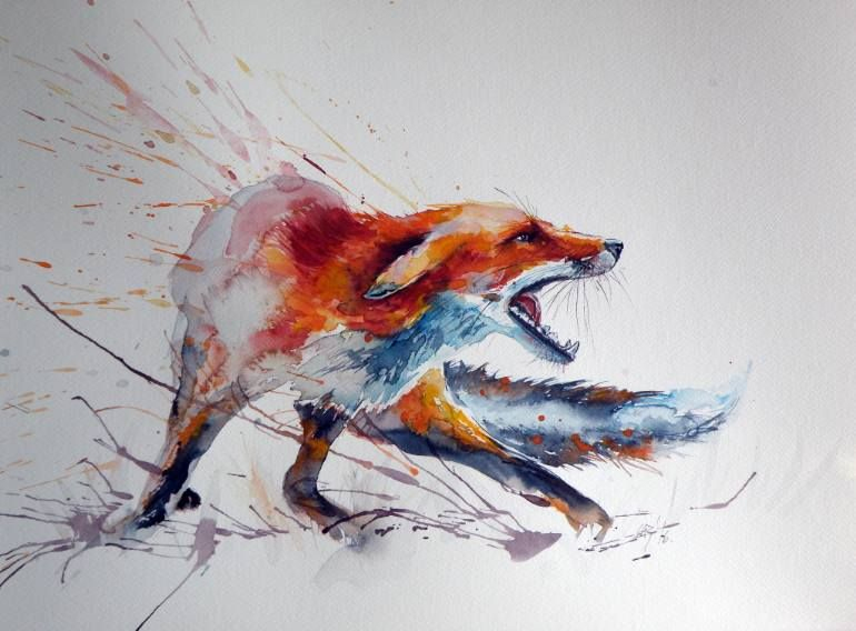 Startled Red Fox Painting  Peinture Renard, Images De Renard, Dessin destiné Dessin Renard