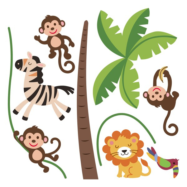 Sticker Animaux De La Jungle - Stickers Chambre Bébé &amp;amp; Stickers Enfant avec Animaux A Imprimer En Couleur 