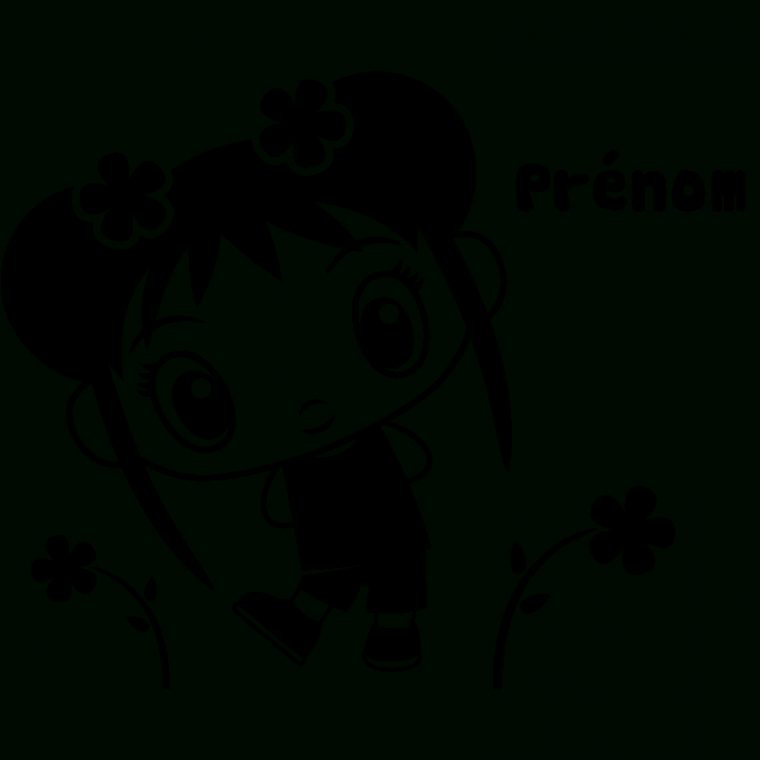 Sticker Prénom Personnalisable Fille Kawaii Et Fleurs – Stickers tout Image Prénom