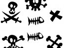 Stickers Frise Pirate : Têtes De Mort, Poissons Et Croix  Uage serapportantà Tete De Pirate Dessin