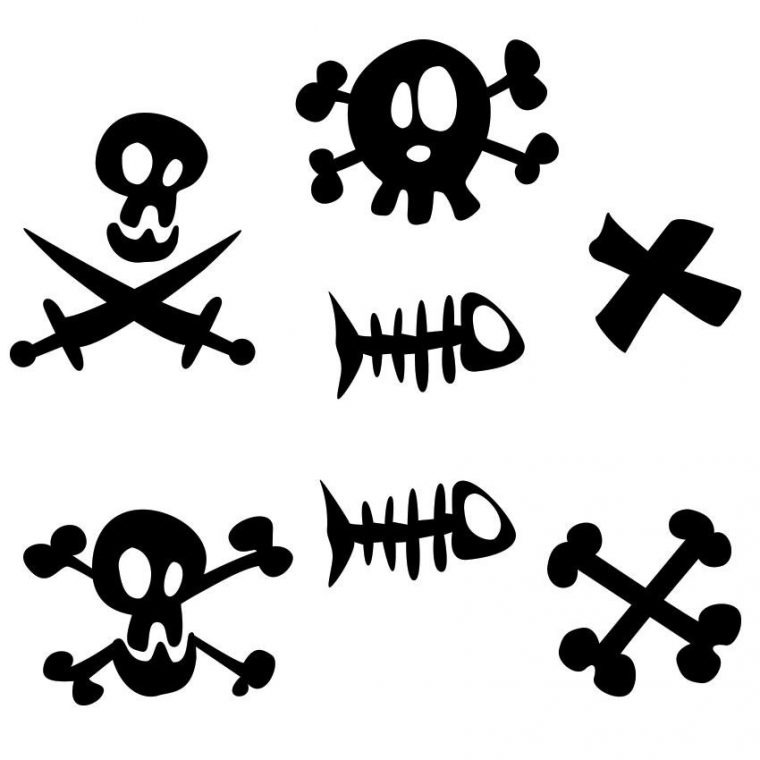 Stickers Frise Pirate : Têtes De Mort, Poissons Et Croix  Uage serapportantà Tete De Pirate Dessin