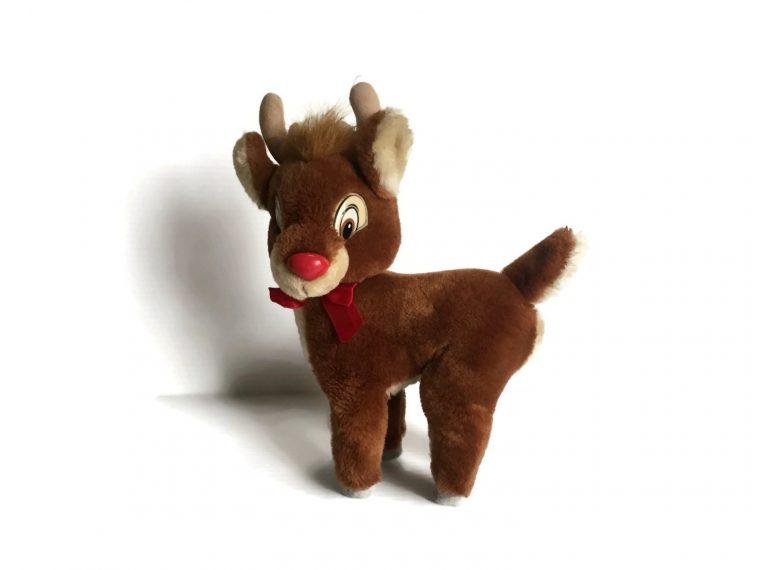 Stuffed Rudolph Le Renne Au Nez Rouge Peluche Vintage concernant Renne Nez Rouge