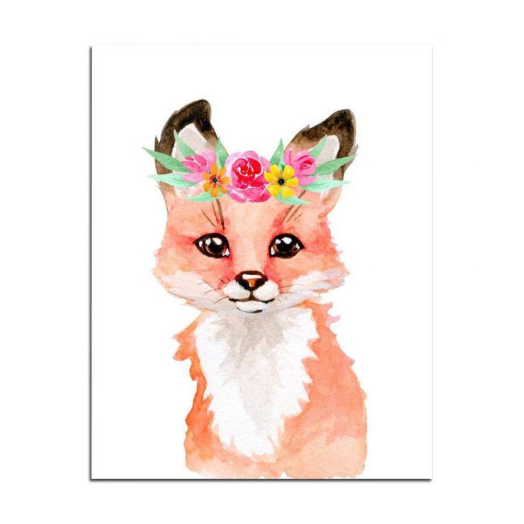 Tableau Renard Aquarelle Enfant  Malin-Renard  Peinture Renard pour Dessin Renard