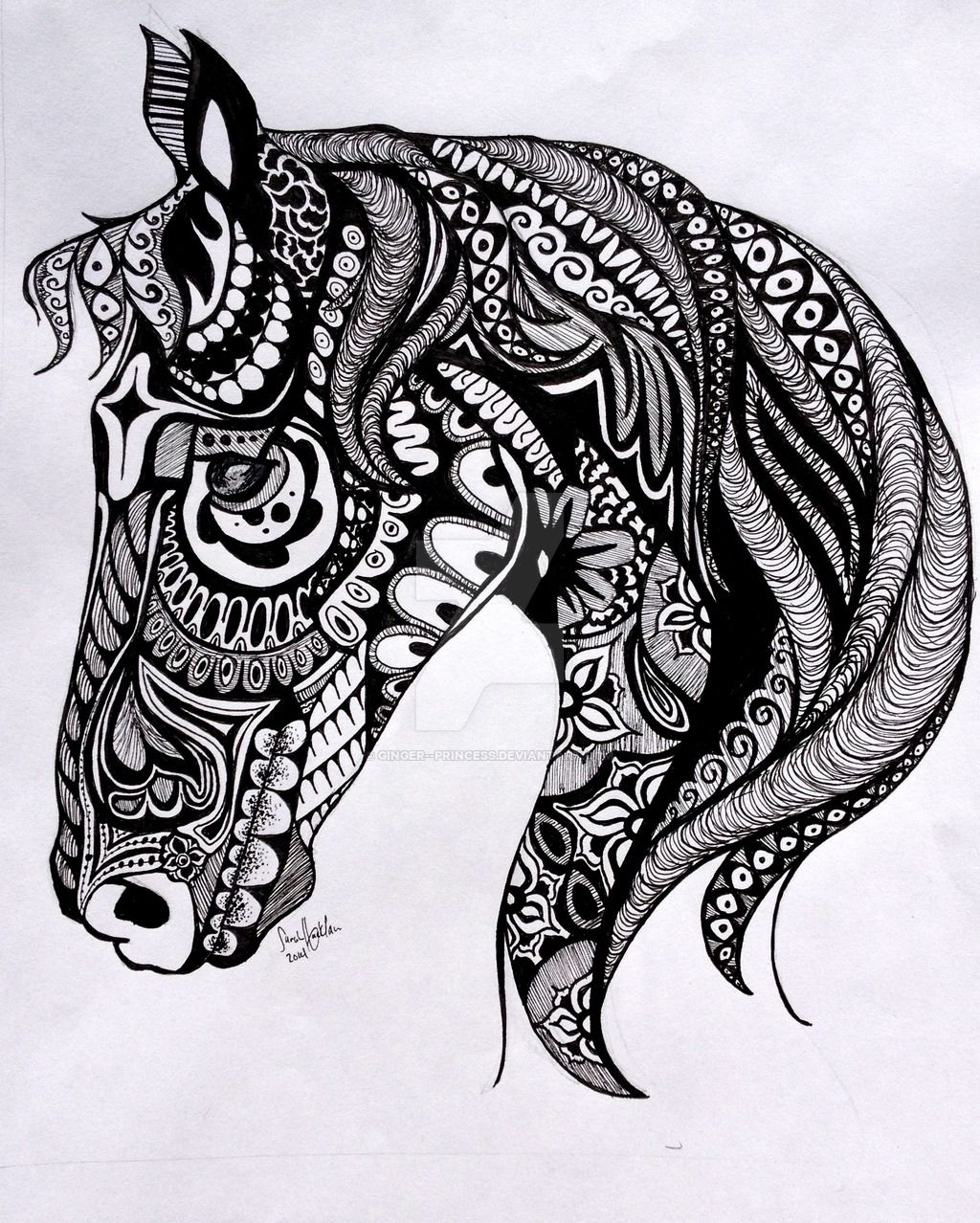 Tangle Horse  Horse Tattoo, Art, Horse Drawings dedans Mandala Cheval 