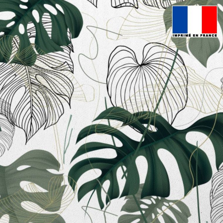 Tissu Occultant Écru Motif Jungle Vert Dessin Et Réaliste – Tissus Price concernant Motifs Dessins