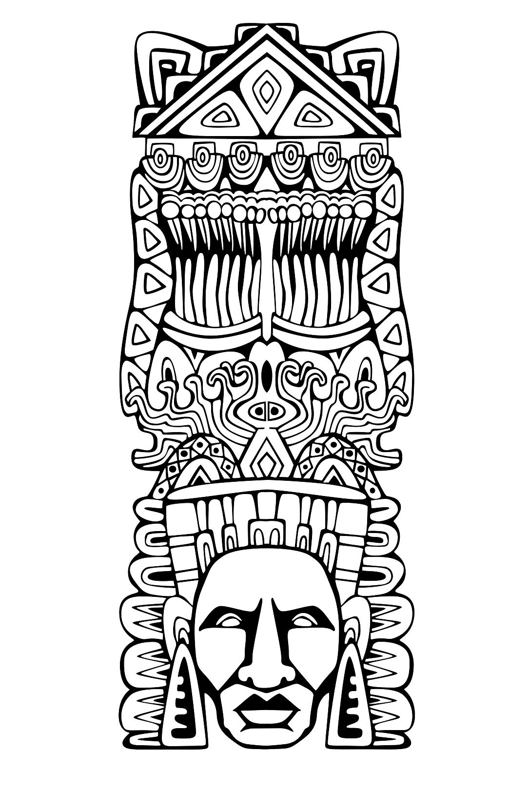 Totem Inspiration Inca Maya Azteque 1 - Mayas, Aztèques Et Incas concernant Totem Dessin
