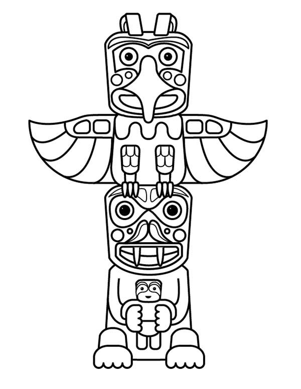 Totem Poles Sculptures Coloring Page - Netart concernant Totem Dessin