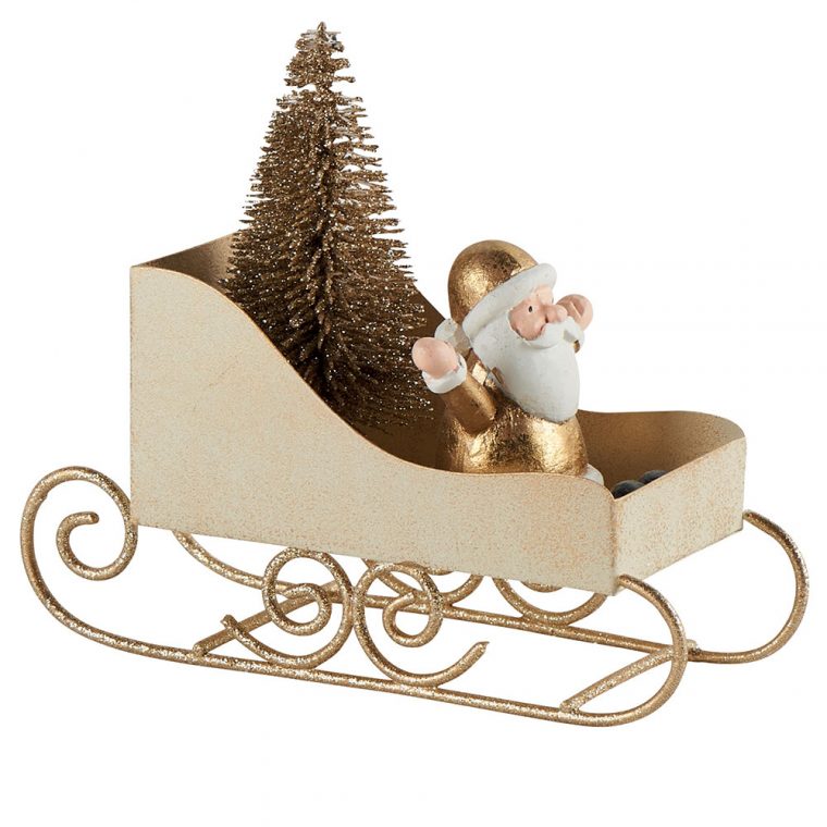 Traineau Du Père-Noël En Métal Doré À Poser Pour Déco Scandinave. encequiconcerne Père Noel Traineau