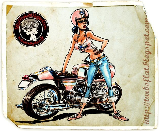 Turboflat: Pink Flat Racer Et Sa Pin-Up! avec Dessin Pin Up Moto 