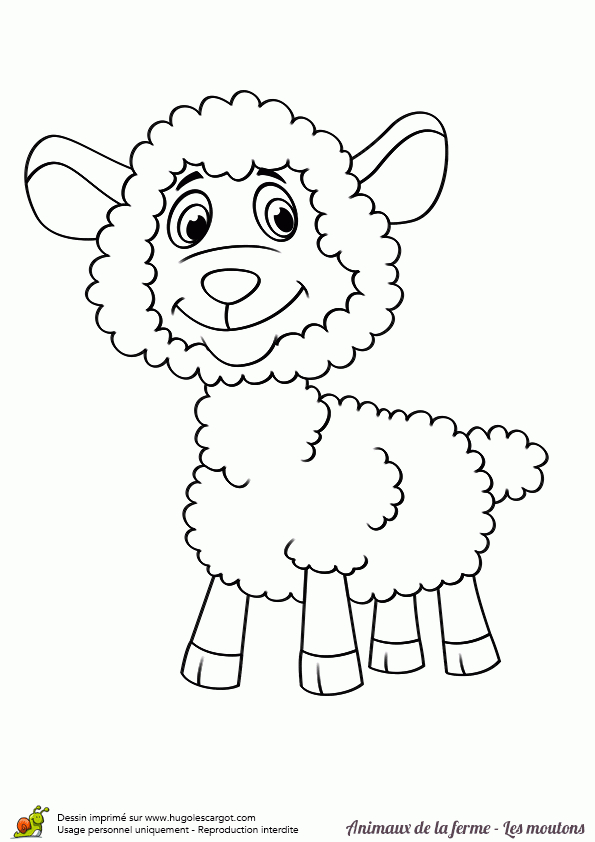 Un Mini Mouton Souriant, À Colorier  Coloriages Animaux De La Ferme tout Mouton A Colorier 