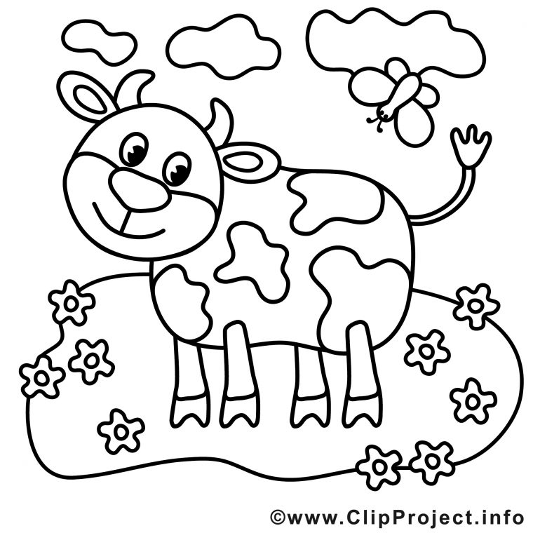 Vache Clipart – Campagne Dessins À Colorier – Ferme Coloriages Dessin serapportantà Dessin A Colorier Vache