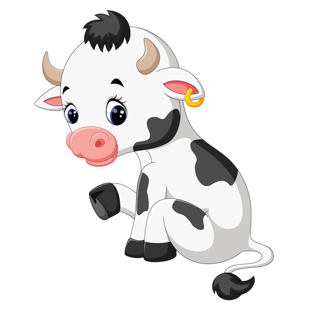 Vache De Dessin Animé Heureux  Vecteur Premium encequiconcerne Dessin D Une Vache 