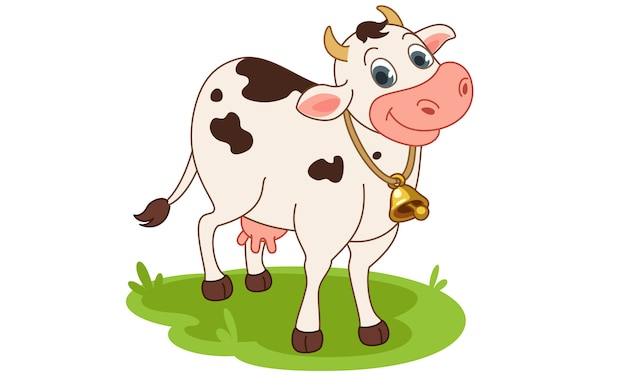 Vache Souriant Illustration Vectorielle De Dessin Animé  Vecteur Gratuite pour Dessin D Une Vache 