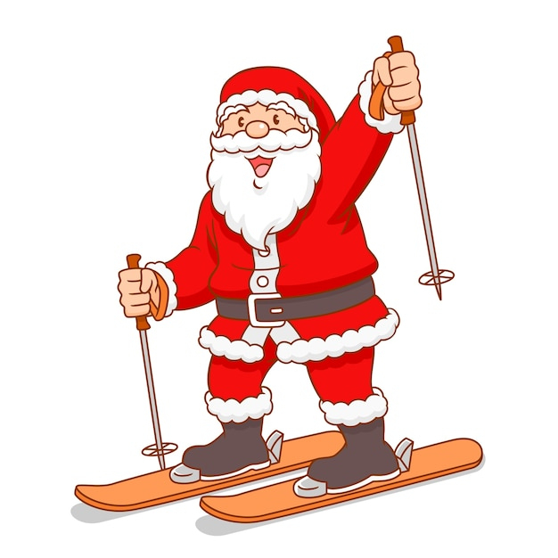 Vecteur De Dessin Animé Du Ski Du Père Noël.  Vecteur Premium pour Père Noël Dessin