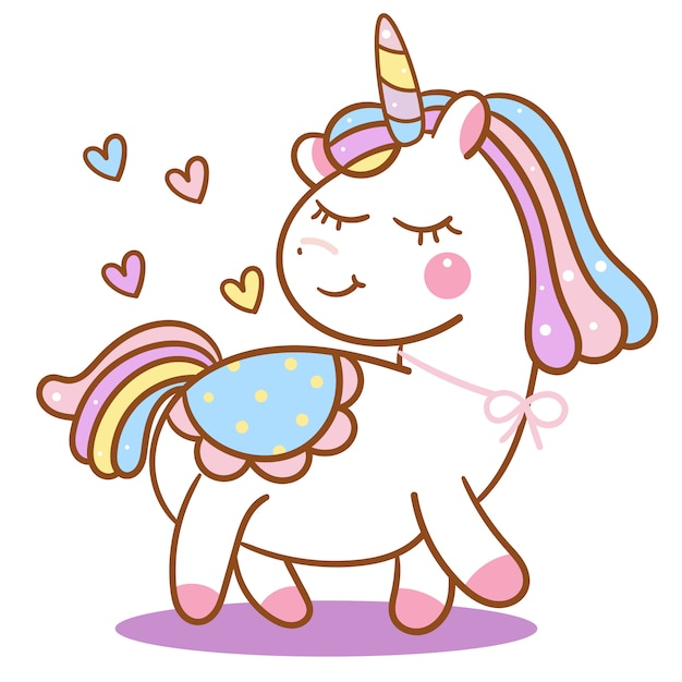 Vecteur De Licorne Mignon Avec Dessin Animé Coeur  Vecteur Premium à Dessin Licorne 