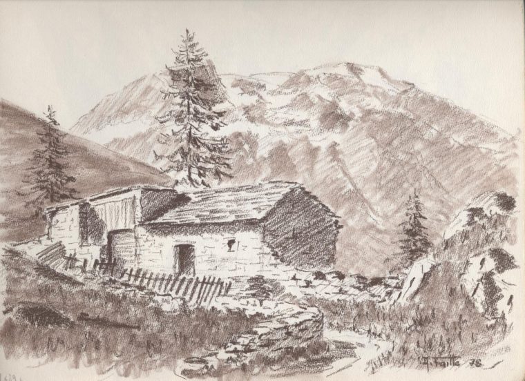 Vieux Chalets dedans Chalet Montagne Dessin