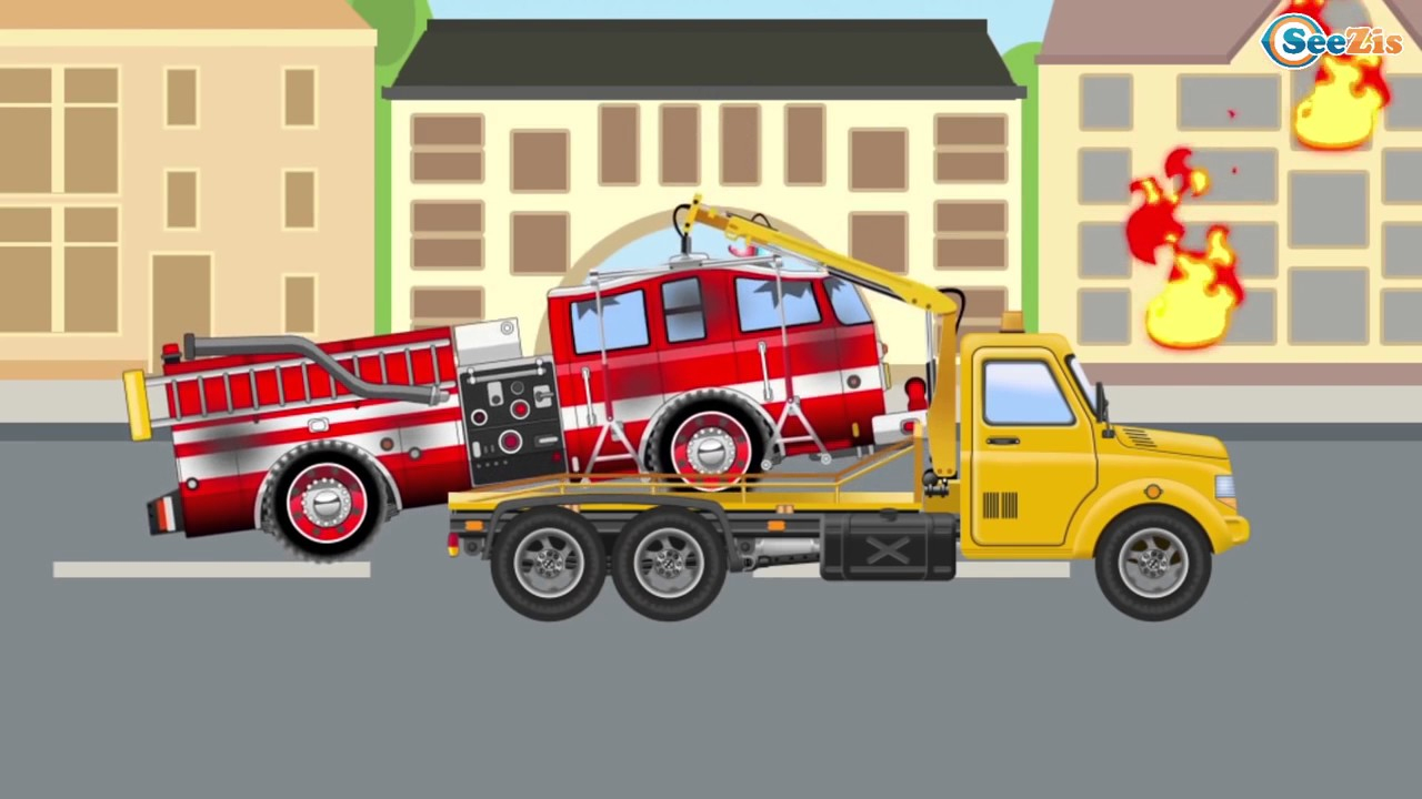 Voitures - Dessin Animé. Véhicules D&amp;#039;Assistance. Le Camion De Pompier à Dessin Camion De Pompier 