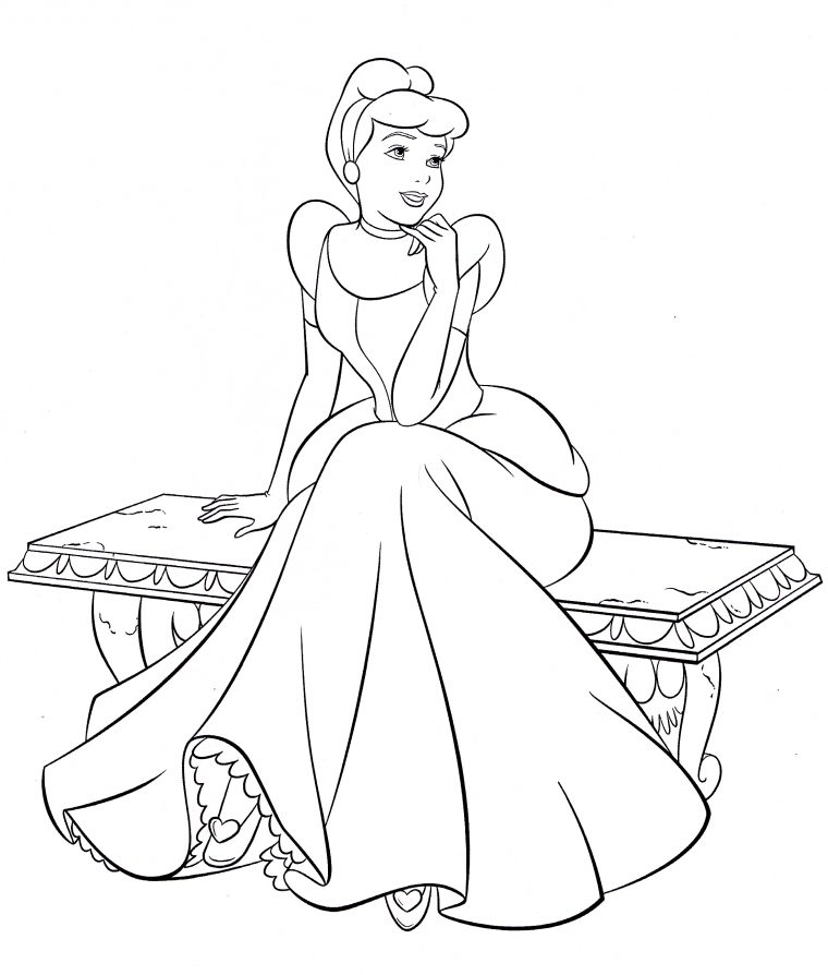 Walt Disney Coloring Pages – Princess Cinderella – Walt Disney tout Princess Coloriage