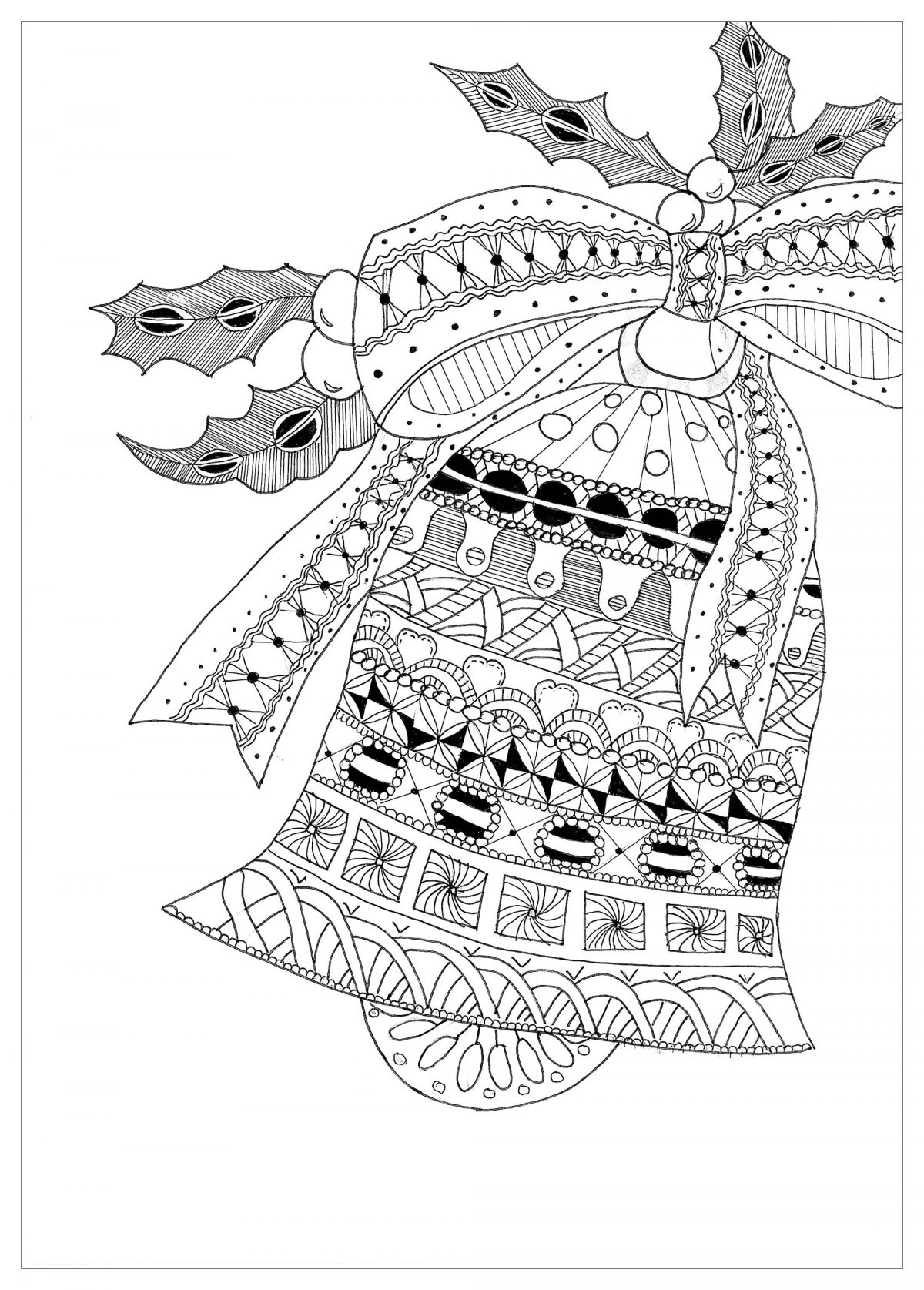 Zentangle Cloche Noel - Noël - Coloriages Difficiles Pour Adultes intérieur Coloriage De Noel Difficile