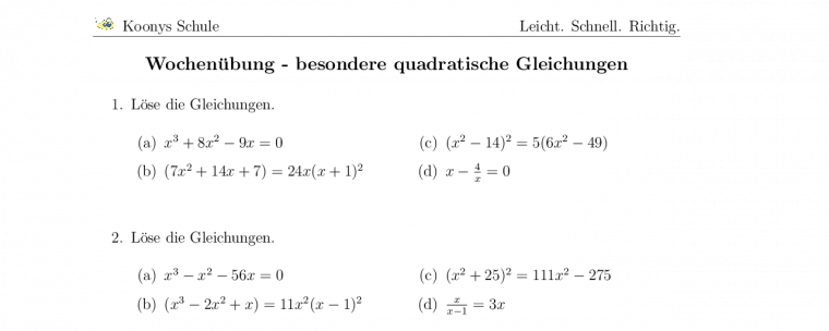 quadratische funktionen aufgaben