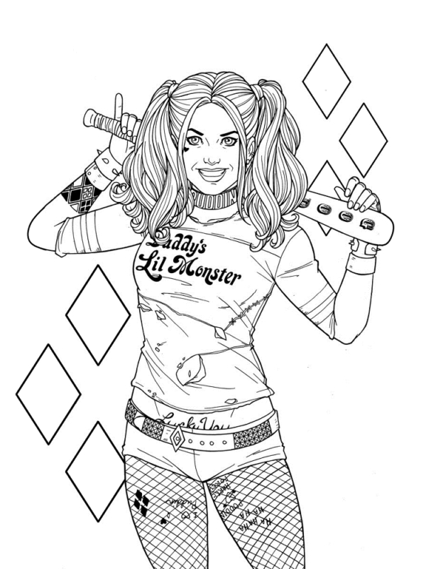 20 Free Printable Harley Quinn Coloring Pages tout Harley Quinn Dessin 