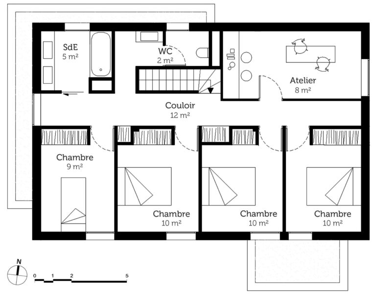 8 Plan Maison 3 Chambres Et Un Bureau  Plan Maison, Maison Plain Pied concernant Plan Maison 3 Chambres