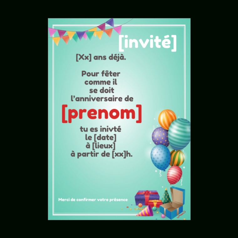 Carte Invitation Anniversaire Cadeau Enfant Ballon À Imprimer (Carte 2813) dedans Carte Invitation Anniversaire À Imprimer