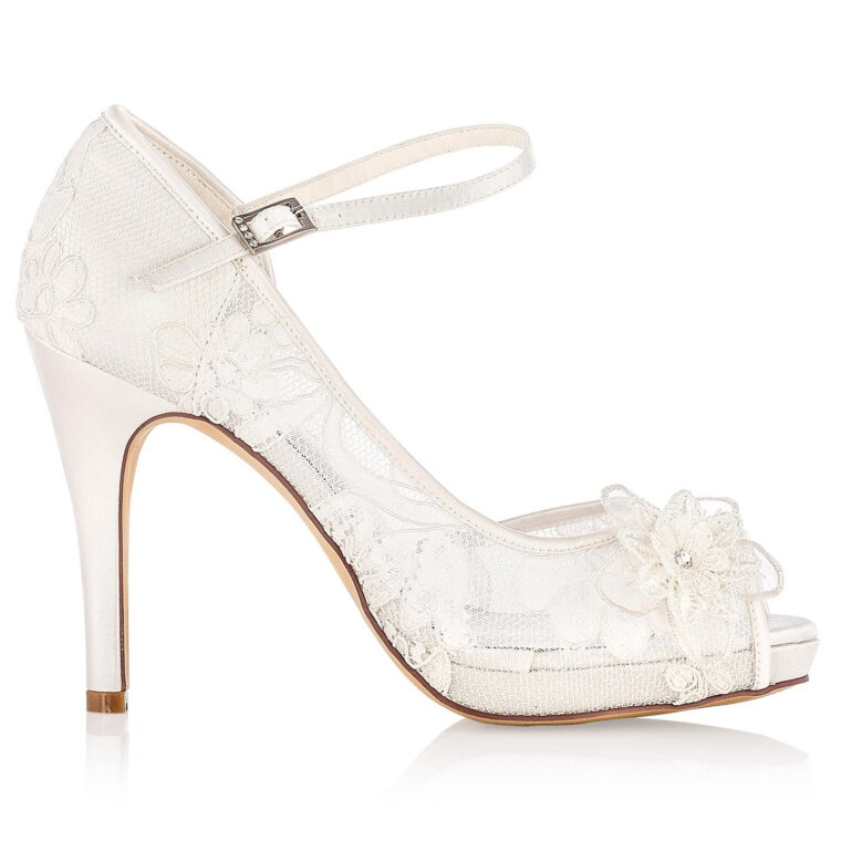 Chaussure Mariée Dentelle Ivoire Transparente Lola destiné Chaussures De Mariée Élégantes Et Originales