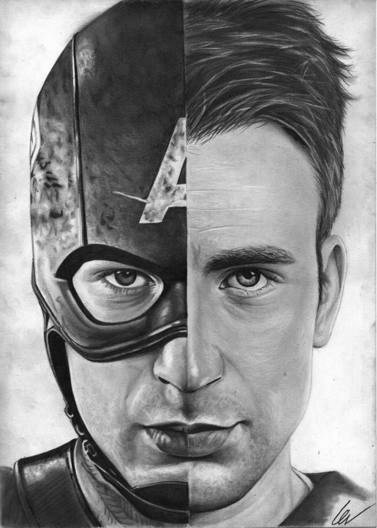 Chris Evans  Captain America Drawing By Fabio Verolino  Captain concernant Dessin Captain America intéressant 