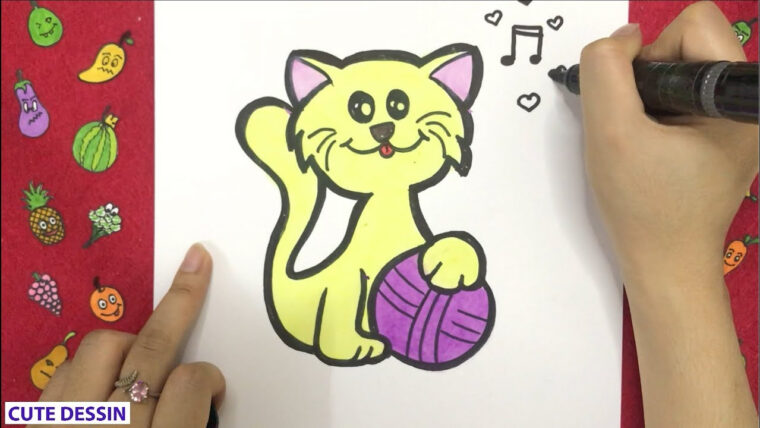 Comment Dessiner Et Colorier Un Chat Mignon Facilement Étape Par Étape intérieur Dessin De Chat Mignon Facile