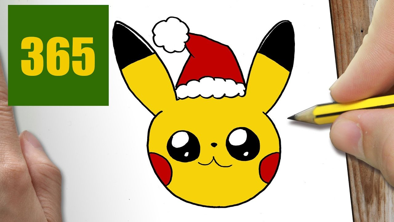 Comment Dessiner Pikachu Noël Kawaii Étape Par Étape - Dessins Kawaii intérieur Dessin Facile Pikachu 
