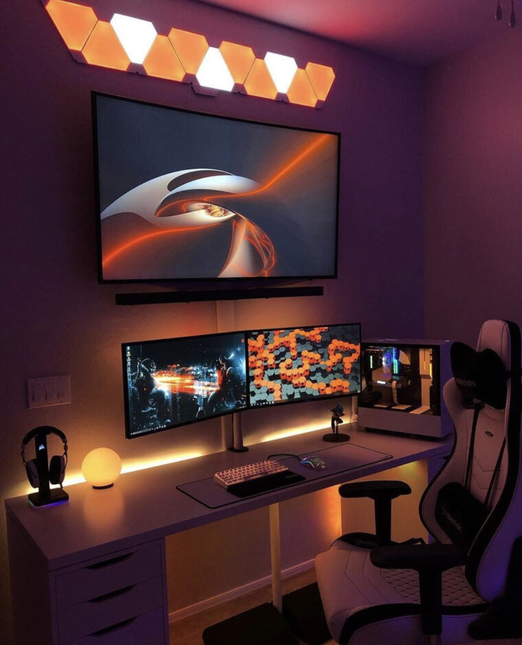 Computer Desk Setup, Computer Gaming Room, Gaming Room Setup, Cool avec Setup Gaming Chambre fascinant