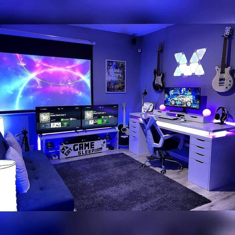 Computer Gaming Room, Gaming Room Setup, Gaming Rooms, Gaming Pcs, Desk serapportantà Setup Gaming Chambre