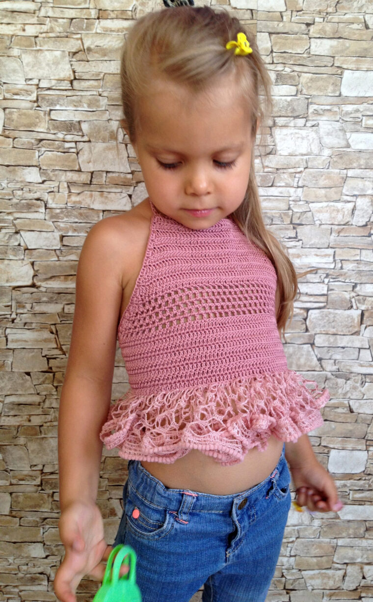 Crochet Enfant En Bas Âge Crop Top Crocheted Rose Halter Top  Etsy encequiconcerne Top Crochet Patron Gratuit tutoriel