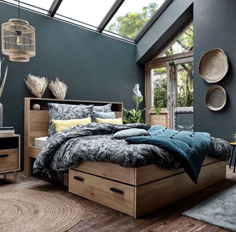 Déco Chambre Nature : 10 Inspirations Tendance Et Cosy encequiconcerne Chambre Noir Et Bois