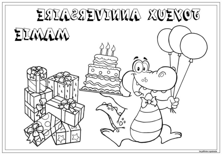 Dessin Joyeux Anniversaire Beau Stock Anniversaire Coloriage Joyeux à Dessin Anniversaire Mamie