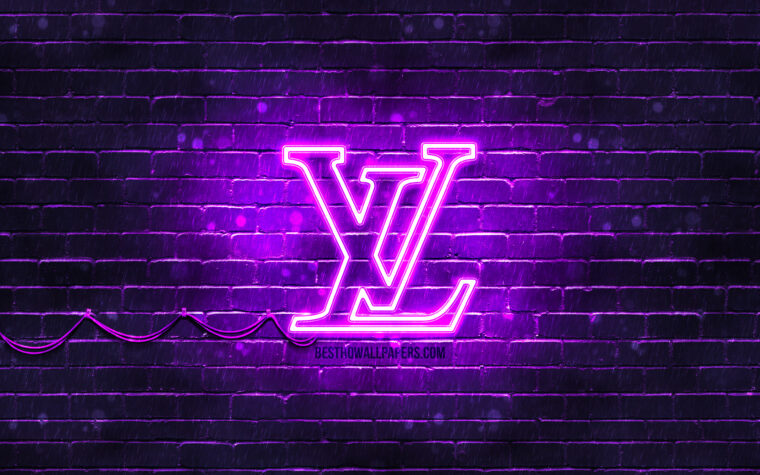 Download Wallpapers Louis Vuitton Violet Logo, 4K, Violet Brickwall tout Fond D&#039;Écran Louis Vuitton fascinant