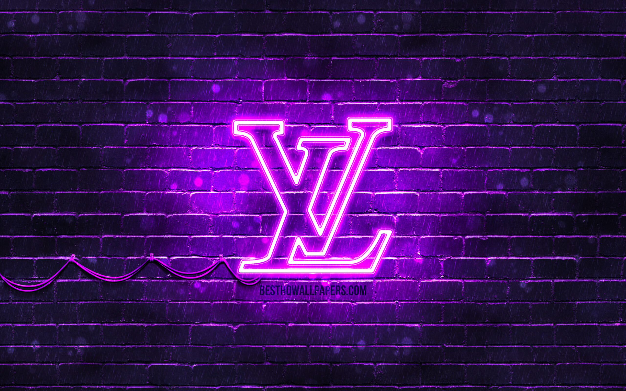 Download Wallpapers Louis Vuitton Violet Logo, 4K, Violet Brickwall tout Fond D&amp;amp;#039;Écran Louis Vuitton fascinant 