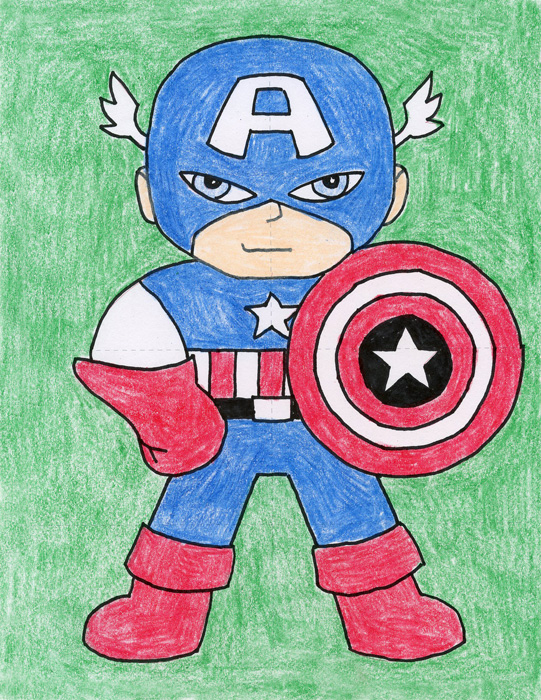 Easy How To Draw Captain America Tutorial And Coloring Page pour Dessin Capitaine America vous pouvez essayer 